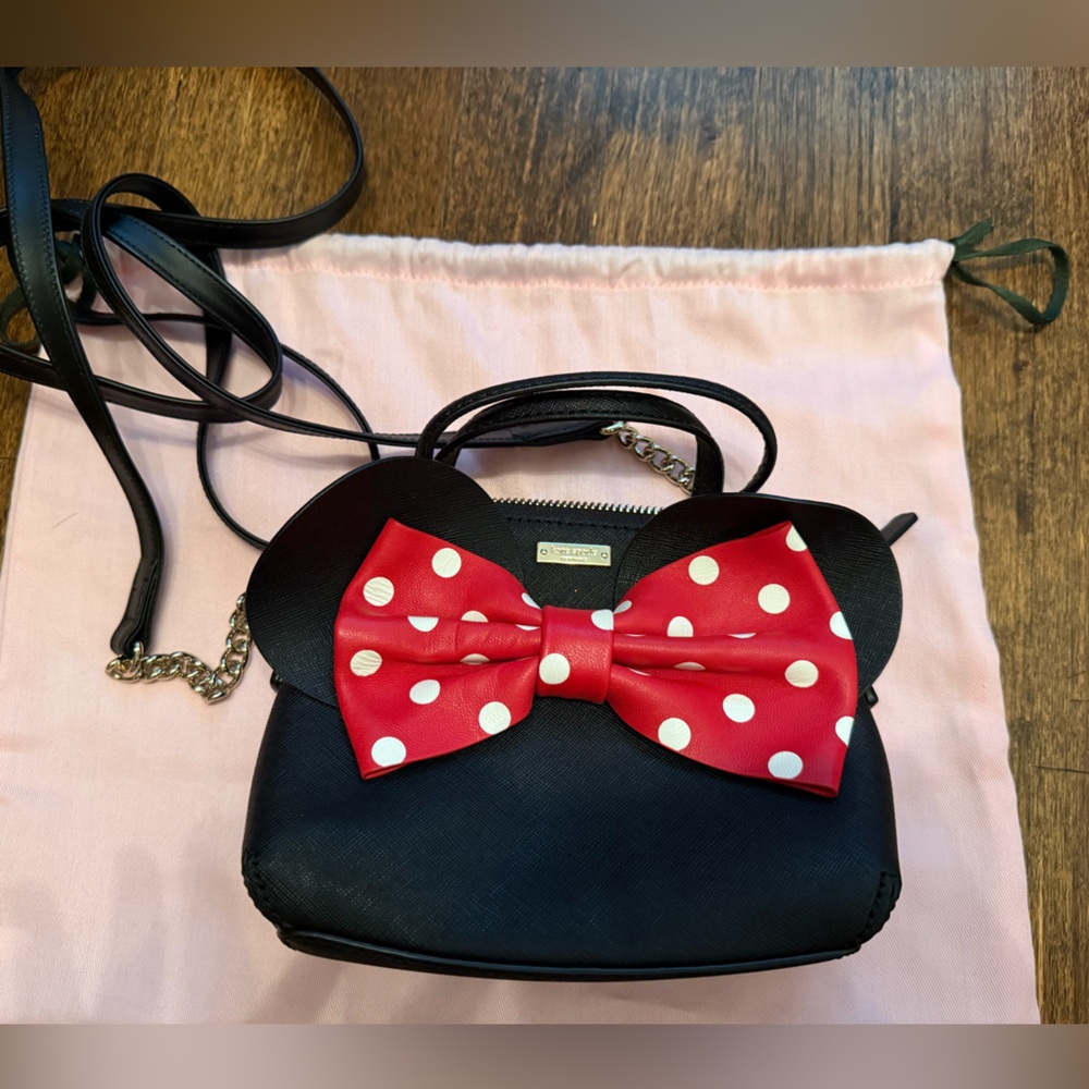 Kate Spade Retired Minnie Mouse Crossbody Bag with Red Polka Dot Bow